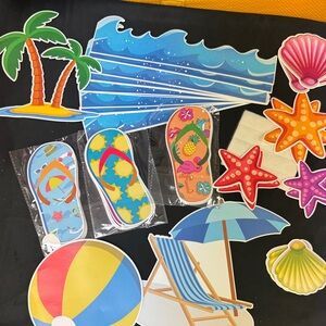 Flip Flop Into Summer Colorful Beach-Themed Bulletin Board paper decorations new